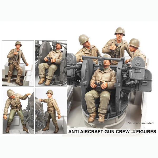 1/35 WWII German Anti-Aircraft Crew, 4 Figures, Resin Model Figure Kit, Unassembled and Unpainted