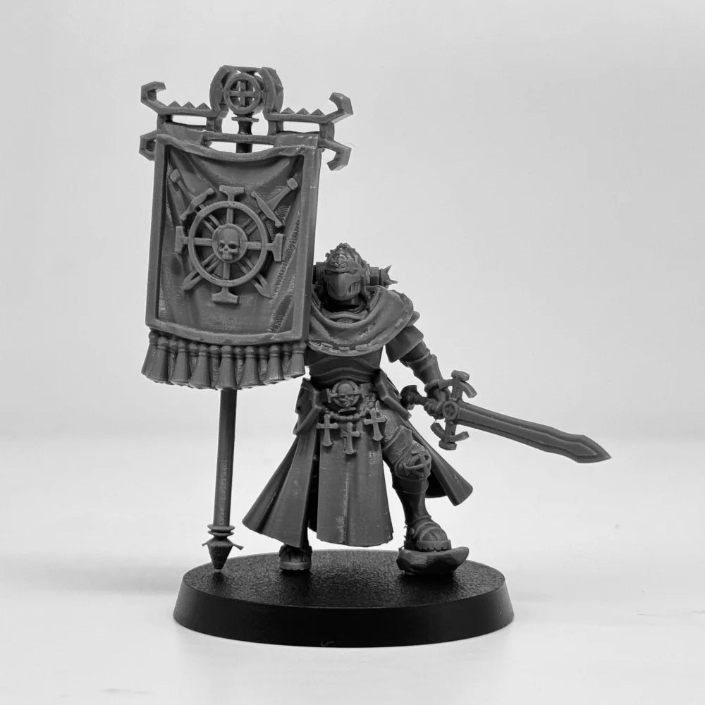 Vodalites Flag Bearer Warrior, Resin Model Figure Kit, Fantasy Theme, Unassembled and Unpainted