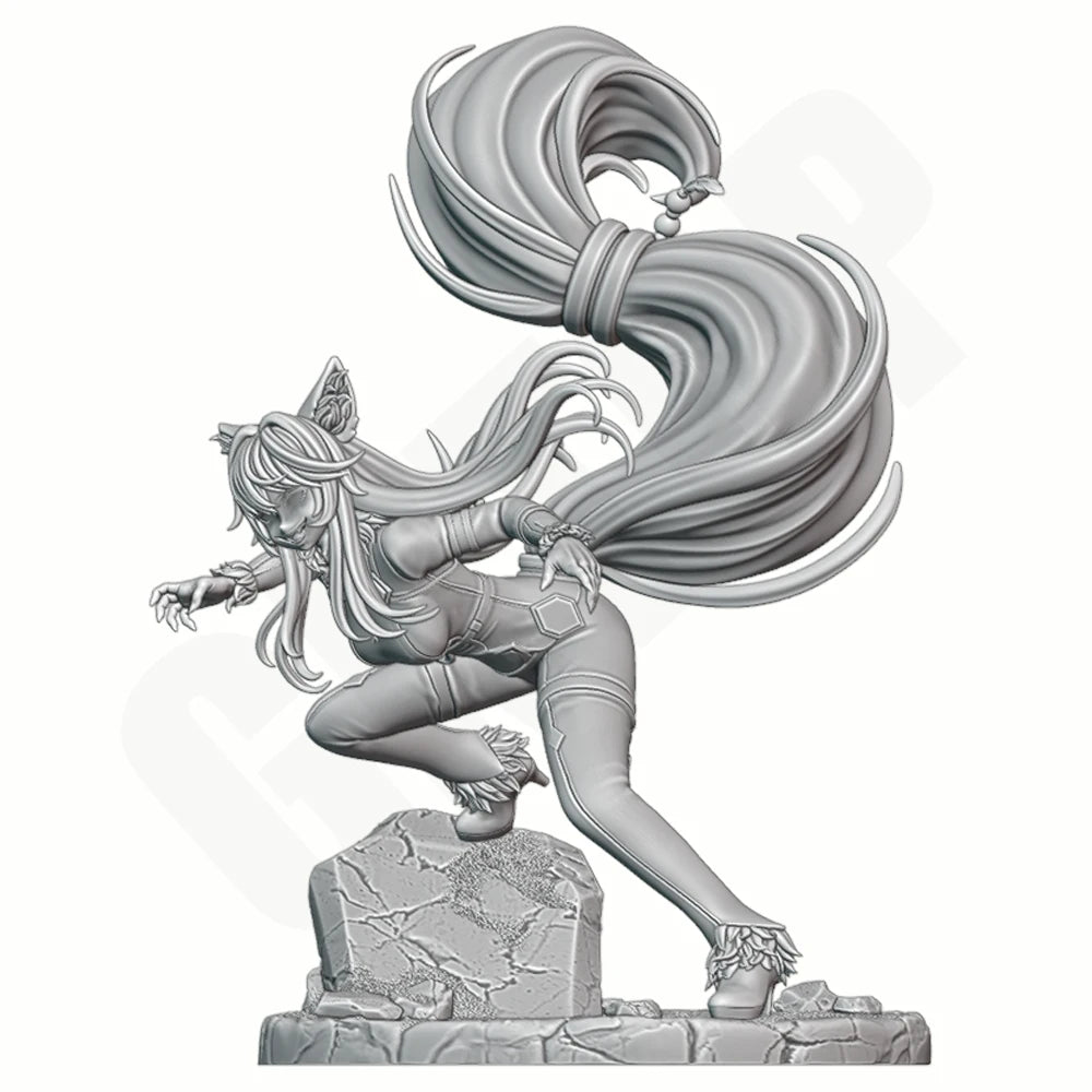 1/24 Wolf Warrior Girl, Resin Model Figure Kit, Fantasy Theme, Unassembled and Unpainted