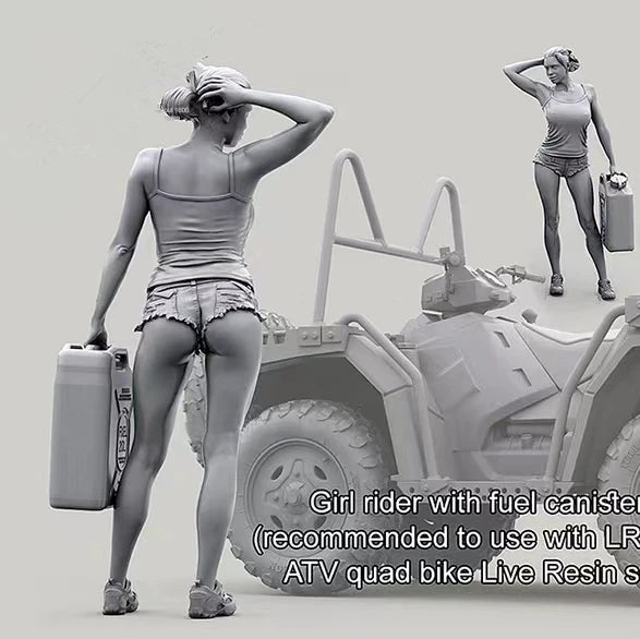 1/35 Modern Female Traveler with Vehicle, Resin Model Diorama Kit, Unassembled and Unpainted
