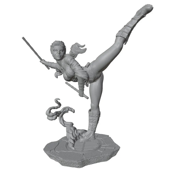 1/24 Warrior with Curved Scimitars and Serpent Armor, Resin Model Figure Kit, Fantasy Theme, Unassembled and Unpainted