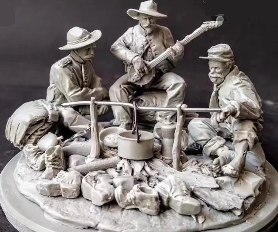 1/32 WWI Military Camp with Artillery, 6 Figures, Resin Model Diorama Kit, Unassembled and Unpainted