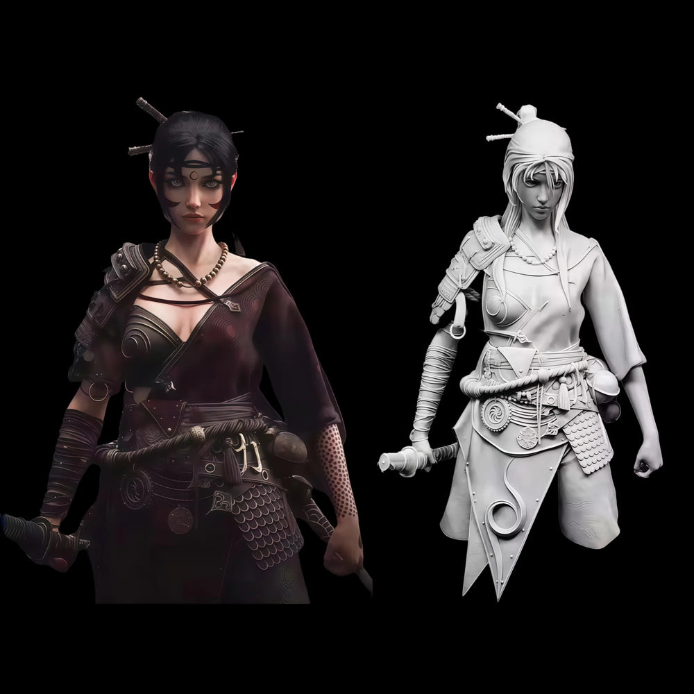 115mm Female Warrior, Resin Model Figure Kit, Fantasy Theme, Unassembled and Unpainted