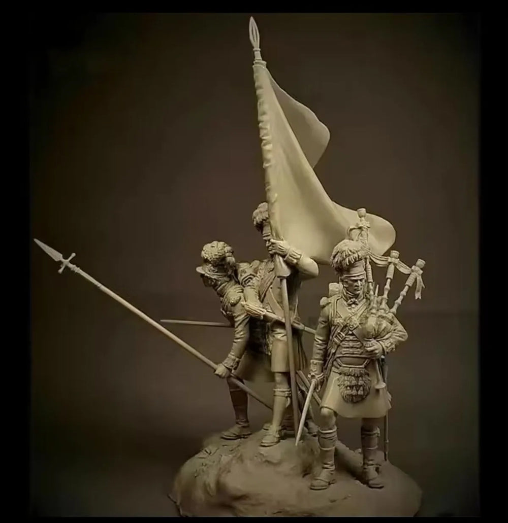 54mm Medieval Fantasy Warrior Command Group, 4 Figures, Resin Model Figure Kit, Unassembled and Unpainted