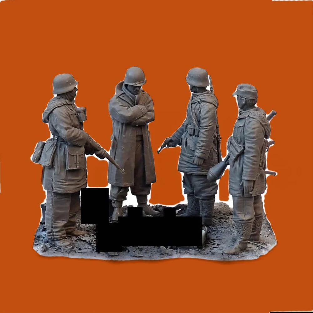 1/35 WWII German Officers with Map and Binoculars, 4 Figures, Resin Model Figure Kit, Unassembled and Unpainted