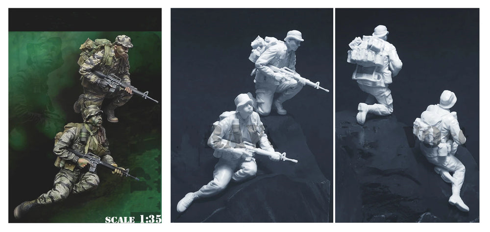 1/35 Modern Combat Operator in Tactical Assault Stance, 2 Figures, Resin Model Figure Kit, Unassembled and Unpainted