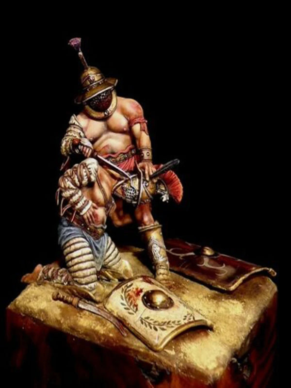 75mm Ancient Roman Gladiator with Defeated Crocodile, Resin Model Figure Kit, Unassembled and Unpainted