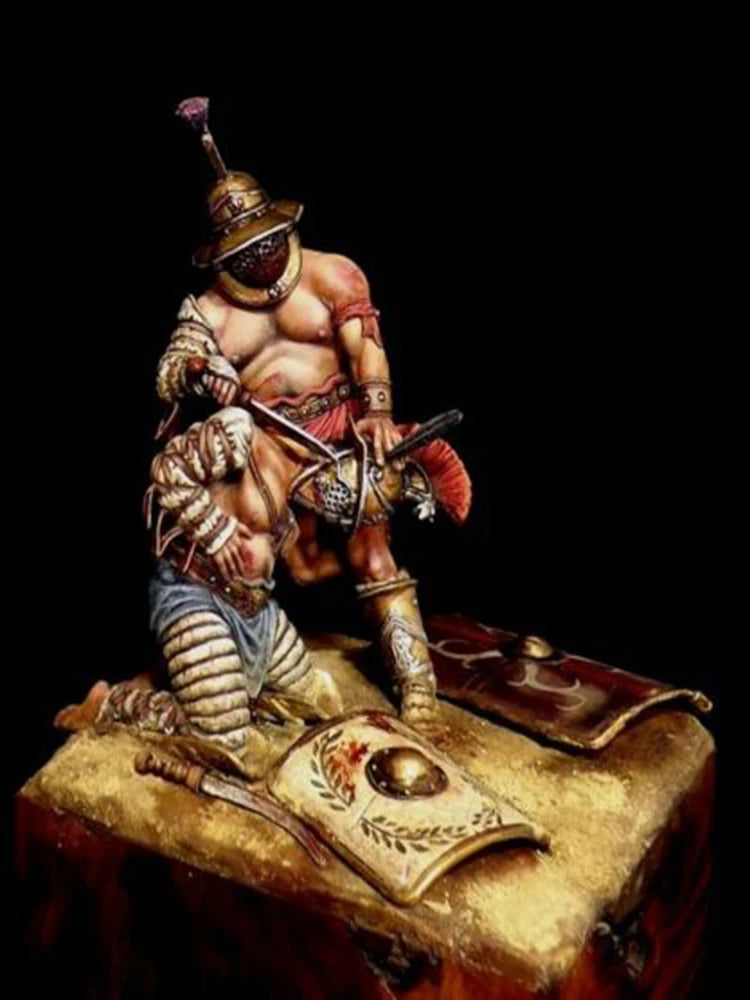75mm Ancient Roman Gladiator with Defeated Crocodile, Resin Model Figure Kit, Unassembled and Unpainted