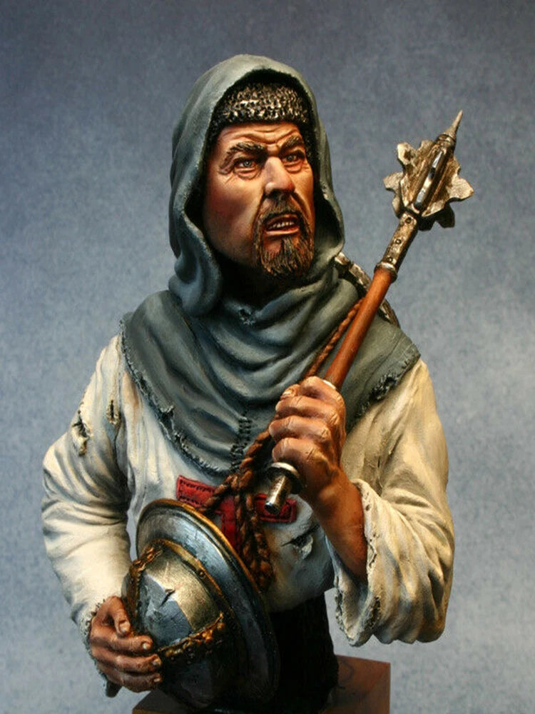 1/10 Medieval Viking Warrior with Double-Headed Axe, Resin Model Bust Kit, Unassembled and Unpainted