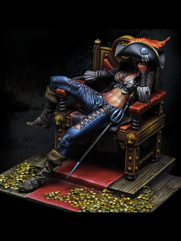 1/24 Barbarian Warrior on Ornate Throne, Resin Model Figure Kit, Fantasy Theme, Unassembled and Unpainted