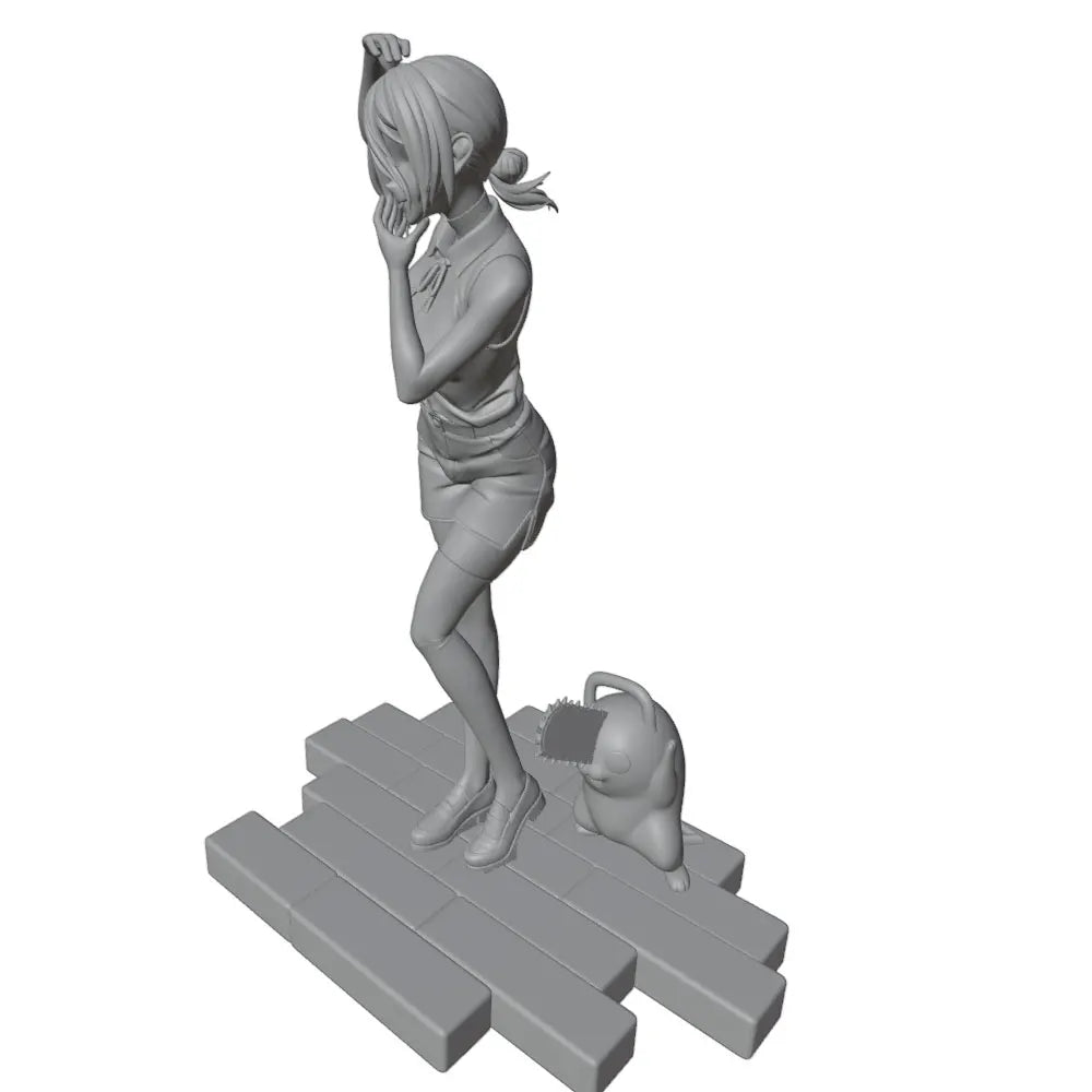 1/24 Anime Girl with Hands-to-Hair Pose, Resin Model Figure Kit, Unassembled and Unpainted