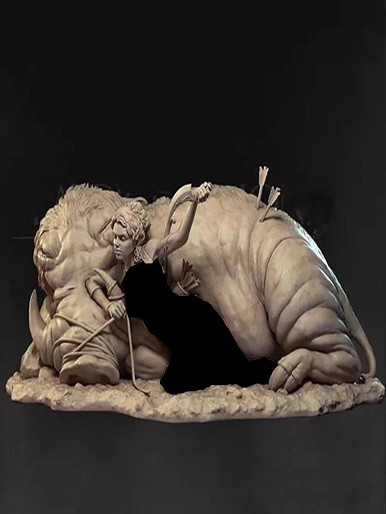 1/24 Ancient Fantasy Cavalry Officer with Elephant, 2 Figures, Resin Model Figure Kit, Unassembled and Unpainted