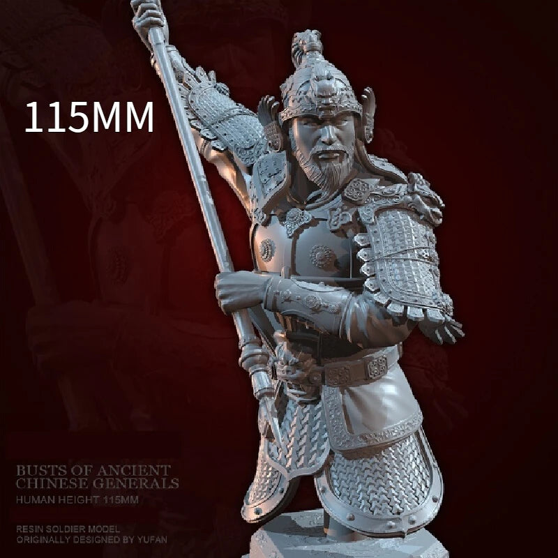 115mm Ancient Chinese General, Resin Model Bust Kit, Unassembled and Unpainted