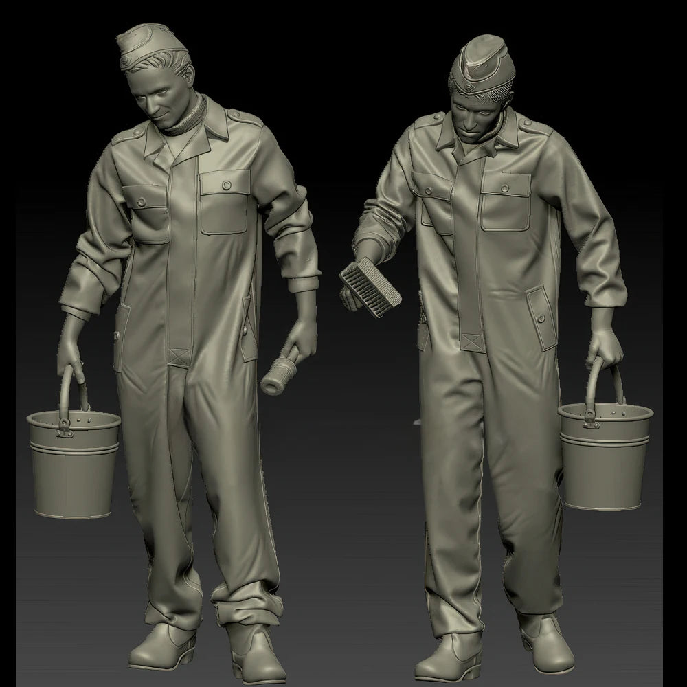 1/35 Cold War Soldiers Carrying Paint Buckets, 2 Figures, Resin Model Figure Kit, Unassembled and Unpainted