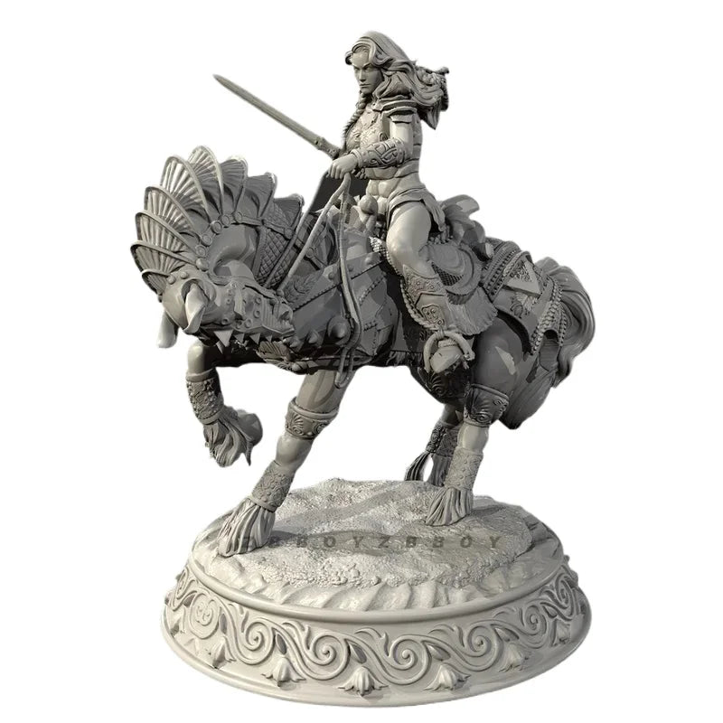 75mm Female Warrior Knight, Resin Model Figure Kit, Fantasy Theme, Unassembled and Unpainted