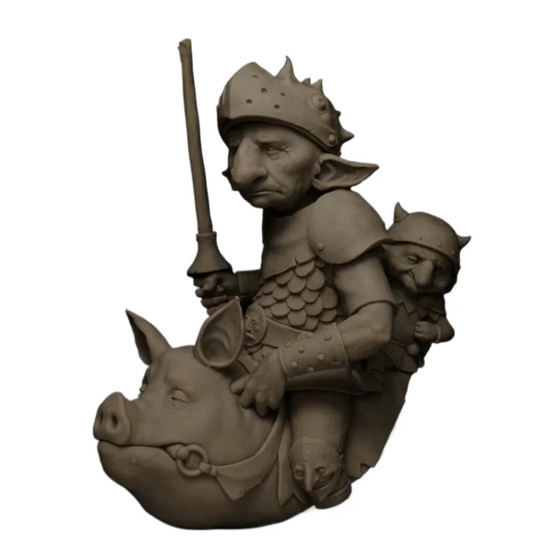 1/12 Medieval Goblin Warrior on Boar Mount, 2 Figures, Resin Model Figure Kit, Unassembled and Unpainted