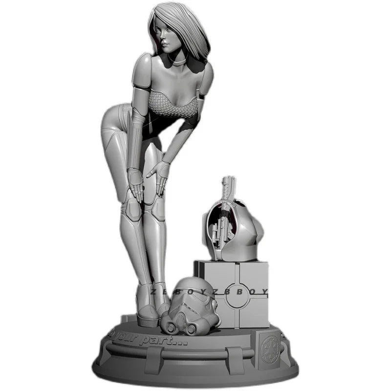 1/24 Female Cyborg Pilot in Tactical Combat Suit, Resin Model Figure Kit, Unassembled and Unpainted