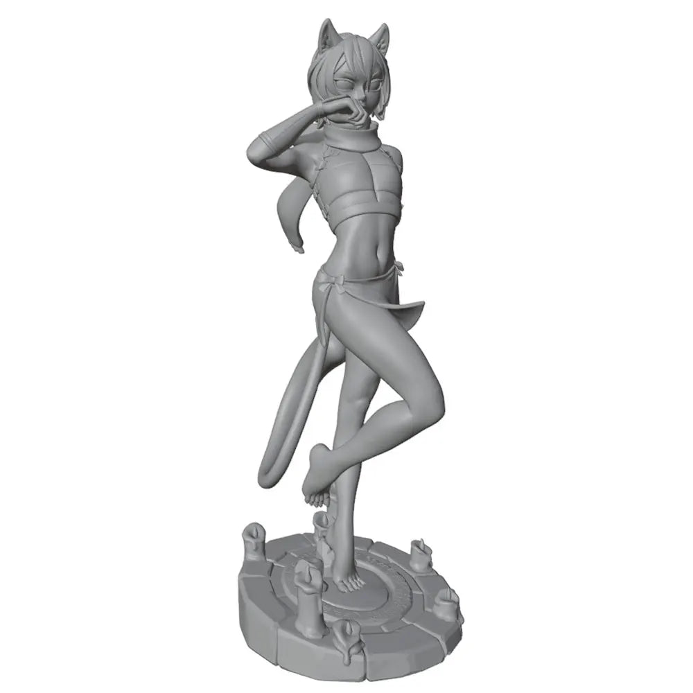 1/24 Female Warrior with Wolf Ears, Resin Model Figure Kit, Anime Theme, Unassembled and Unpainted