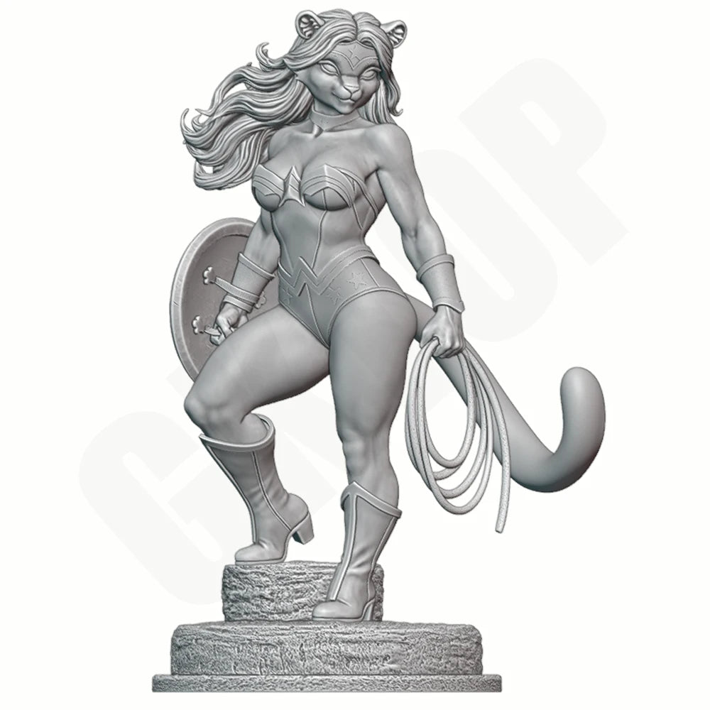 1/24 Beast Girl Warrior, Resin Model Figure Kit, Fantasy Theme, Unassembled and Unpainted