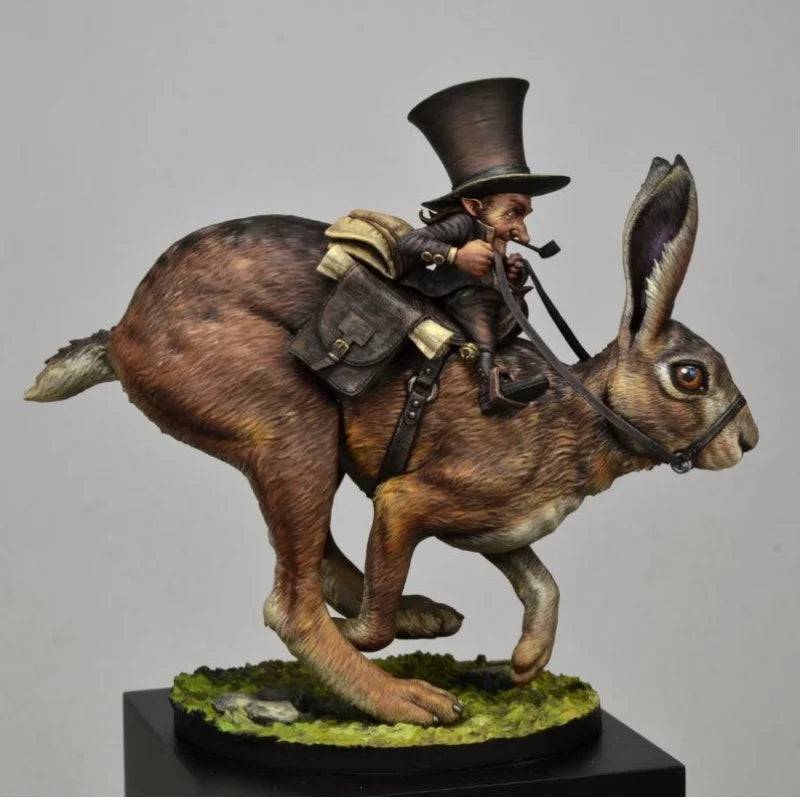 54mm Dwarf Postman with Hare, Resin Model Figure Kit, Fantasy Theme, Unassembled and Unpainted