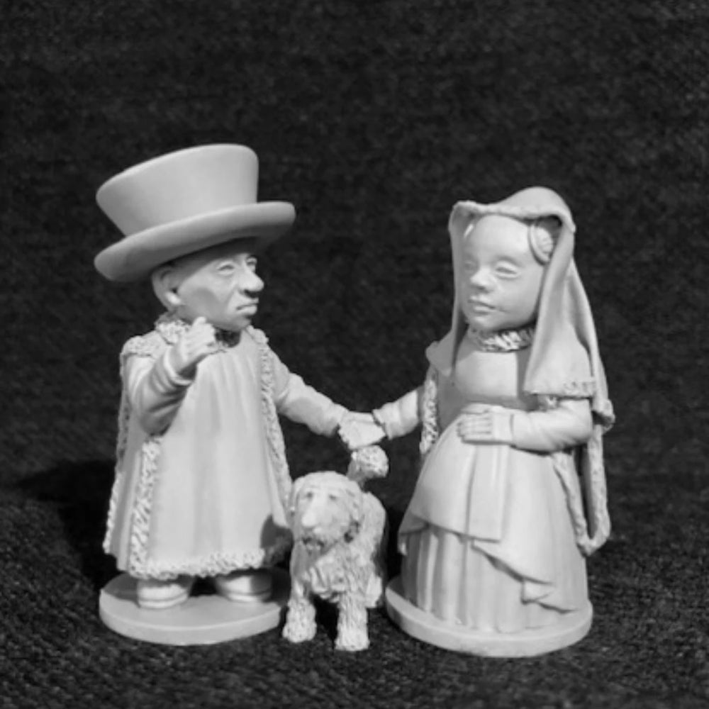 50mm Medieval Renaissance Arnolfini Couple with Dog, 3 Figures, Resin Model Figure Kit, Unassembled and Unpainted