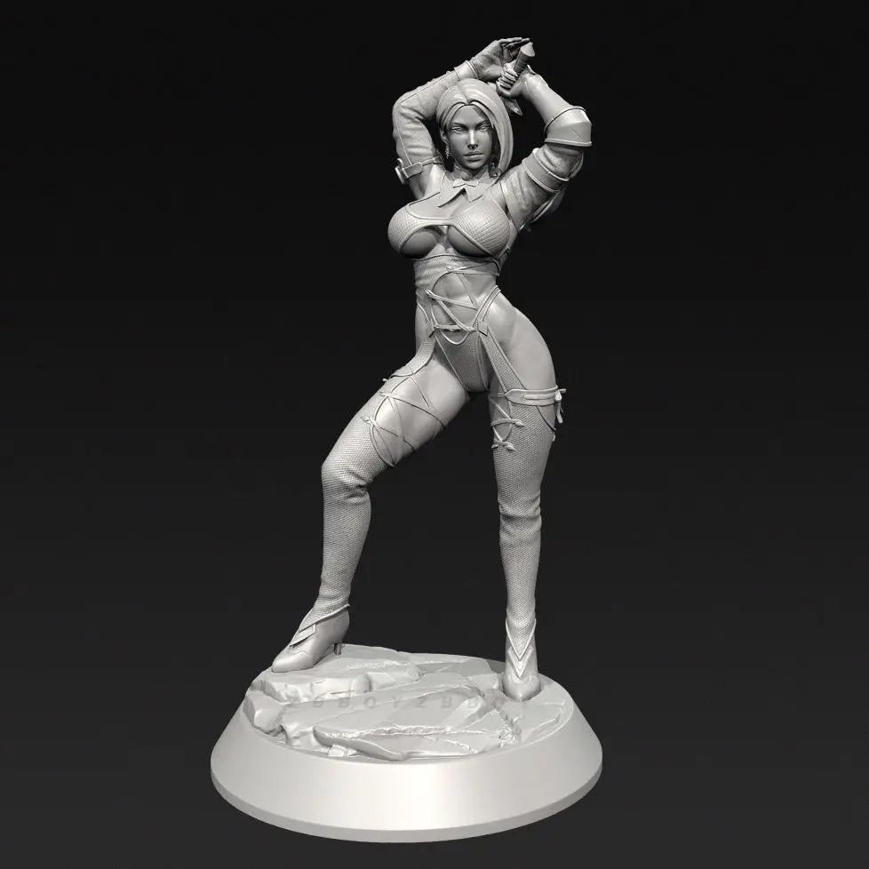 75mm Female Warrior with Ornate Circlet and Sword, Resin Model Figure Kit, Fantasy Theme, Unassembled and Unpainted