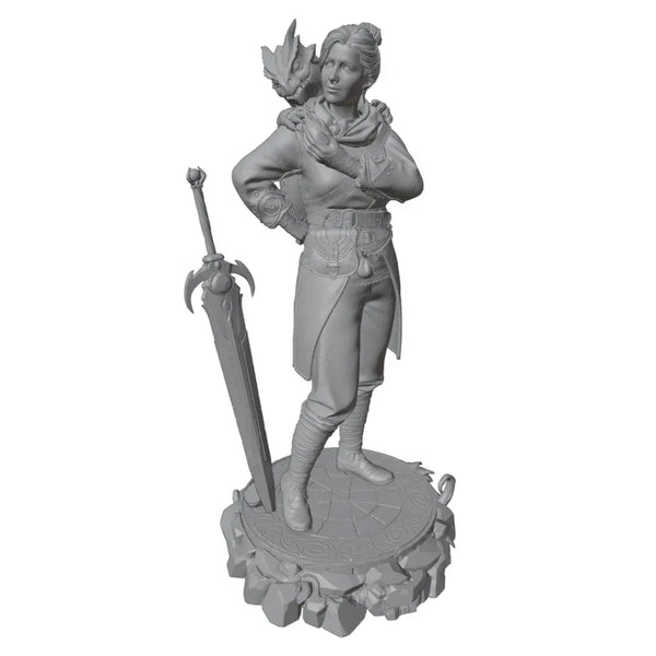 75mm Female Warrior with Spiked Mohawk and Greatsword, Resin Model Figure Kit, Fantasy Theme, Unassembled and Unpainted