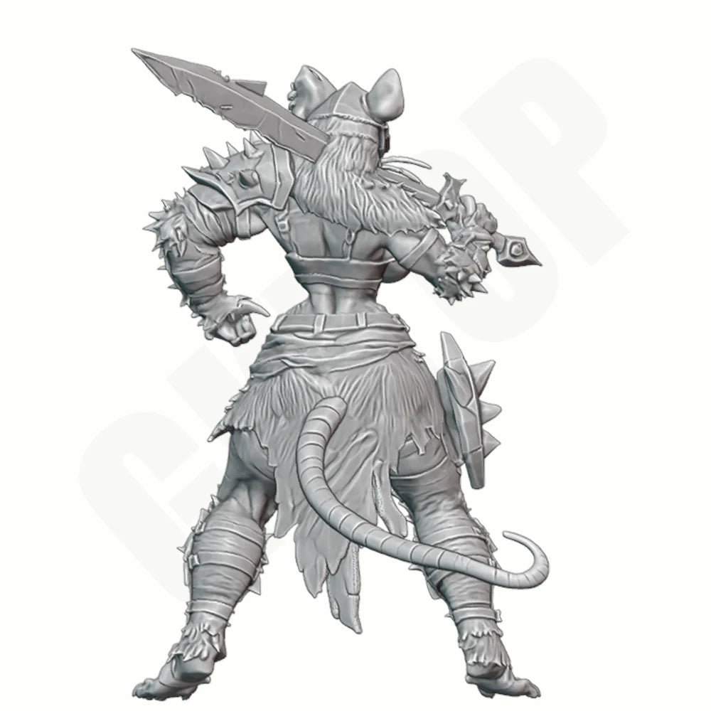 1/24 Armored Rat Warrior, Resin Model Figure Kit, Fantasy Theme, Unassembled and Unpainted