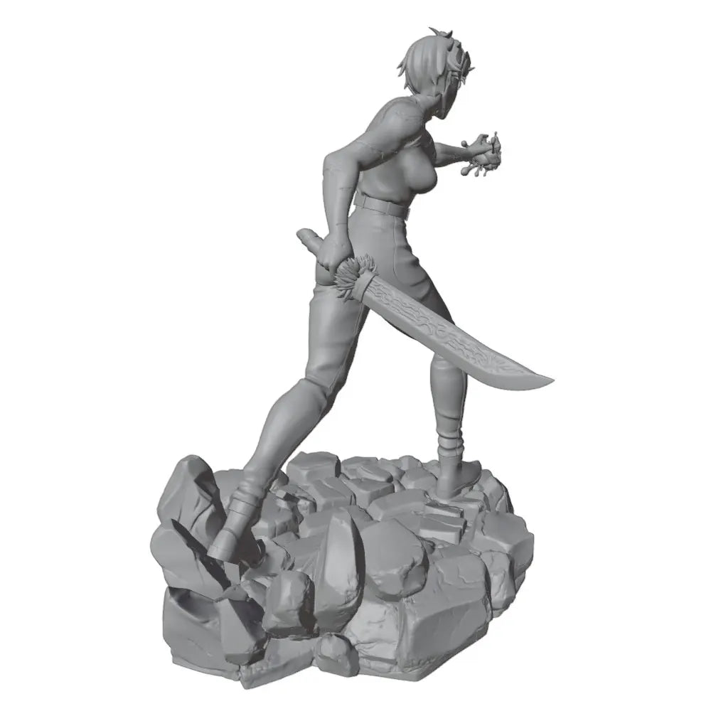 1/24 Anime Female Warrior with Oversized Sword, Resin Model Figure Kit, Unassembled and Unpainted