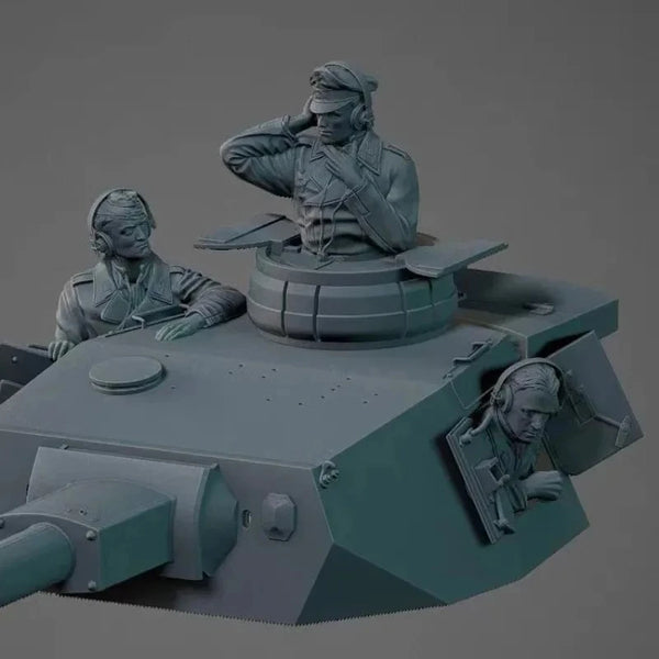 1/35 WWII German Panzer Commander Directing Crew, 3 Figures, Resin Model Figure Kit, Unassembled and Unpainted