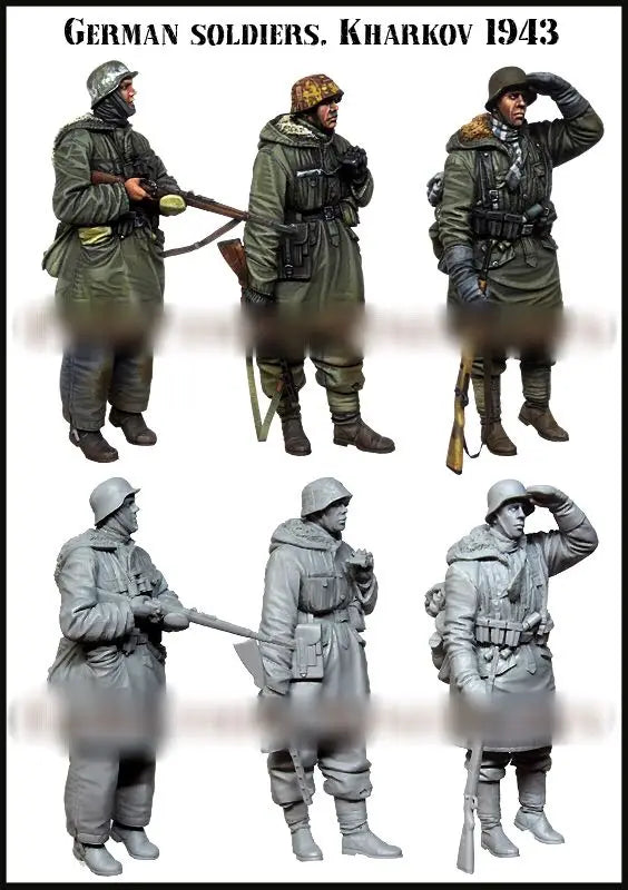 1/35 WWII German Soldiers Kharkov 1943, 6 Figures, Resin Model Figure Kit, Unassembled and Unpainted