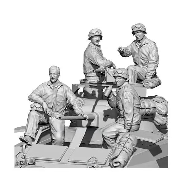1/35 Soldier, 4 Figures, Resin Model Figure Kit, Military Theme, Unassembled and Unpainted