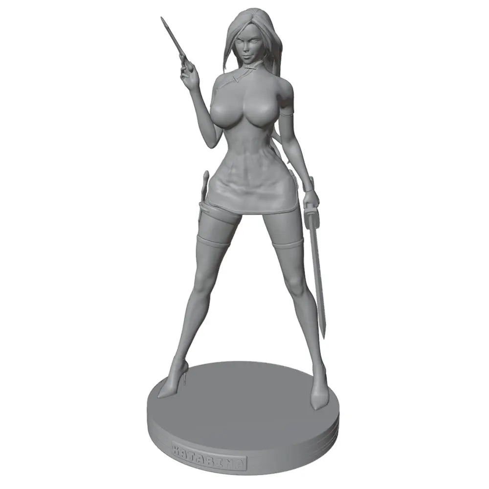1/24 Female Warrior with Scimitar and Staff, Resin Model Figure Kit, Fantasy Theme, Unassembled and Unpainted
