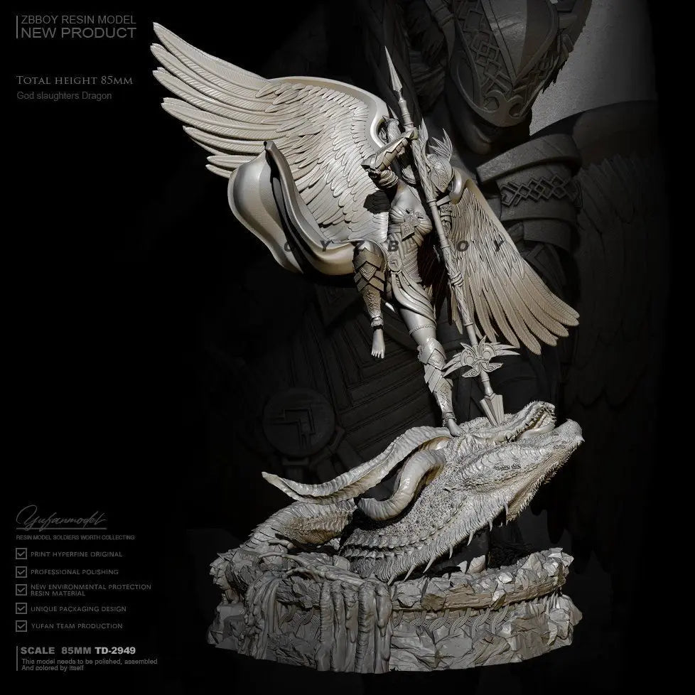 85mm Winged Female Warrior, Resin Model Figure Kit, Fantasy Theme, Unassembled and Unpainted