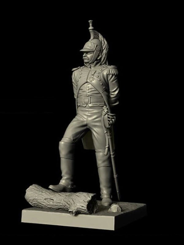 1/32 Napoleonic Cavalry Officer in Yellow Uniform, Resin Model Figure Kit, Unassembled and Unpainted