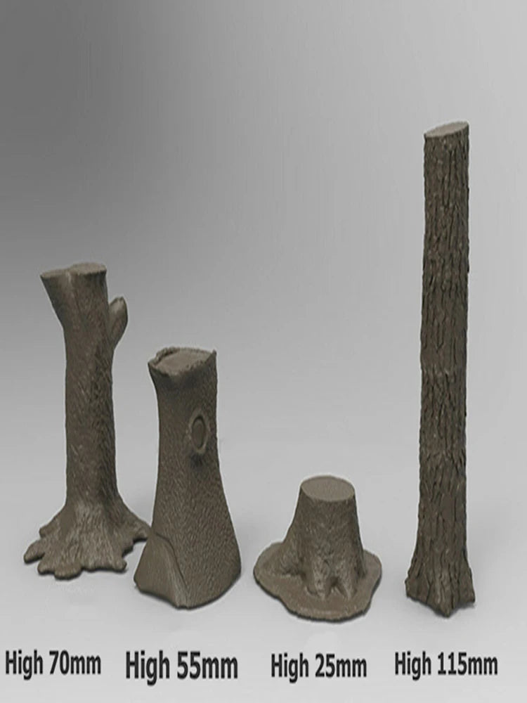1/16 Tree Trunk Set, Resin Model Terrain Kit, Historical Theme, Unpainted