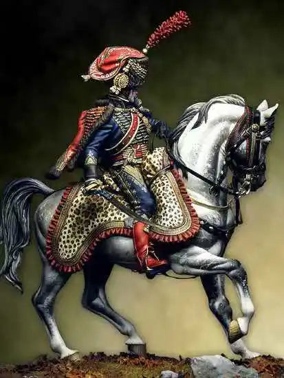 75mm Napoleonic French Hussar Guard, Resin Model Figure Kit, Unassembled and Unpainted