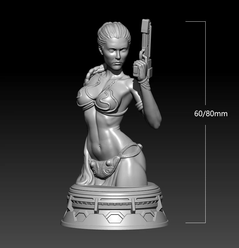 60mm Female Soldier, 3 Figures, Resin Model Bust Kit, Sci-Fi Theme, Unassembled and Unpainted