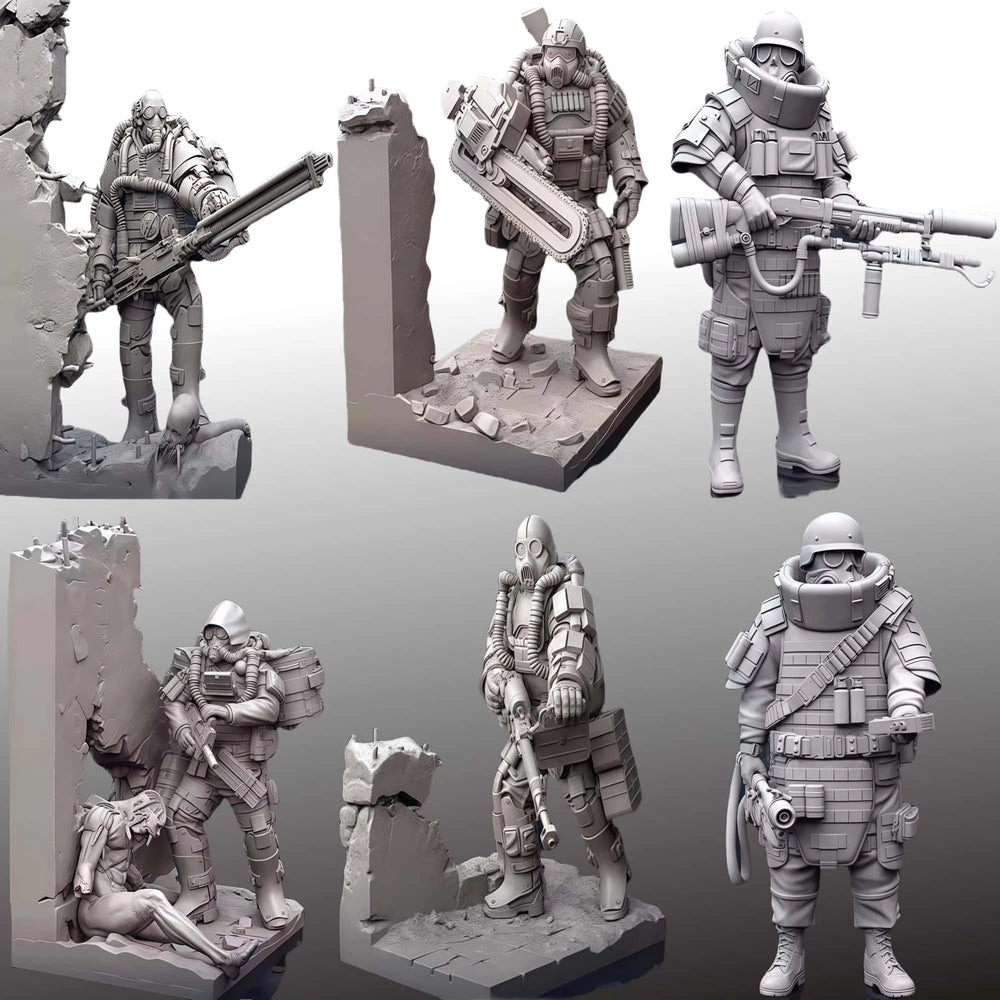 1/35 Biochemical Soldiers, 6 Figures, Resin Model Figure Kit, Sci-Fi Theme, Unassembled and Unpainted