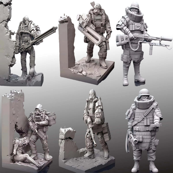 1/35 Biochemical Soldiers, 6 Figures, Resin Model Figure Kit, Sci-Fi Theme, Unassembled and Unpainted