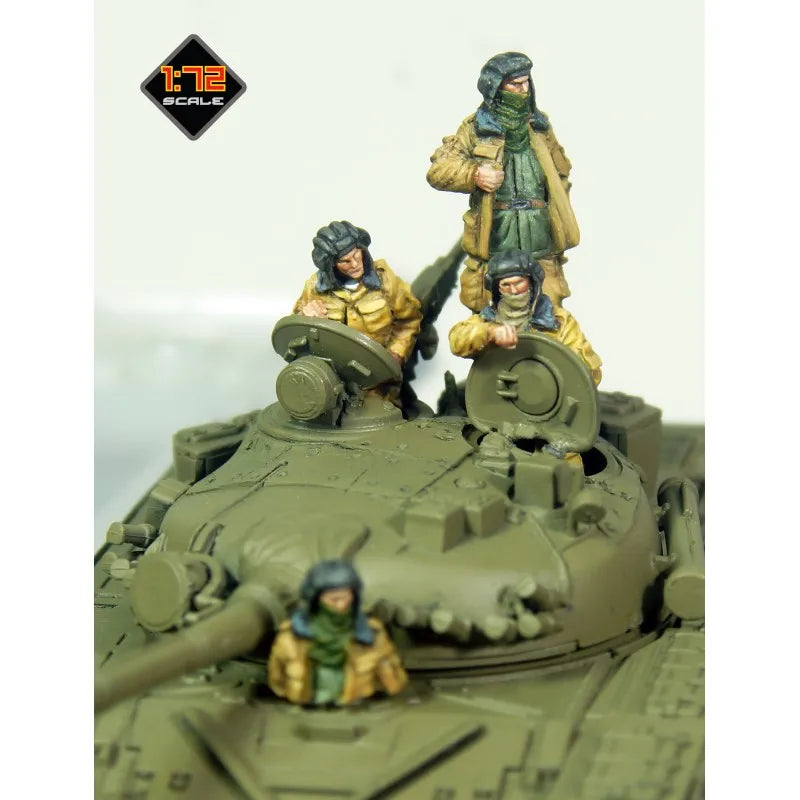1/72 WWII Soviet Tank Crew in Action Poses, 4 Figures, Resin Model Figure Kit, Unassembled and Unpainted