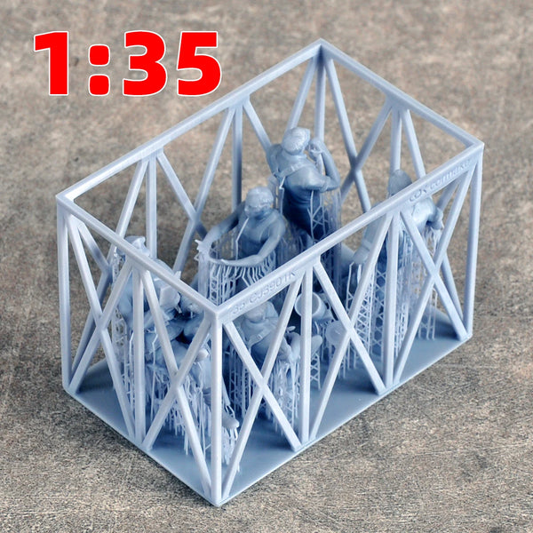 1/35 Modern Soldiers at Wooden Fortified Tower, 5 Figures, Resin Model Figure Kit, Unassembled and Unpainted