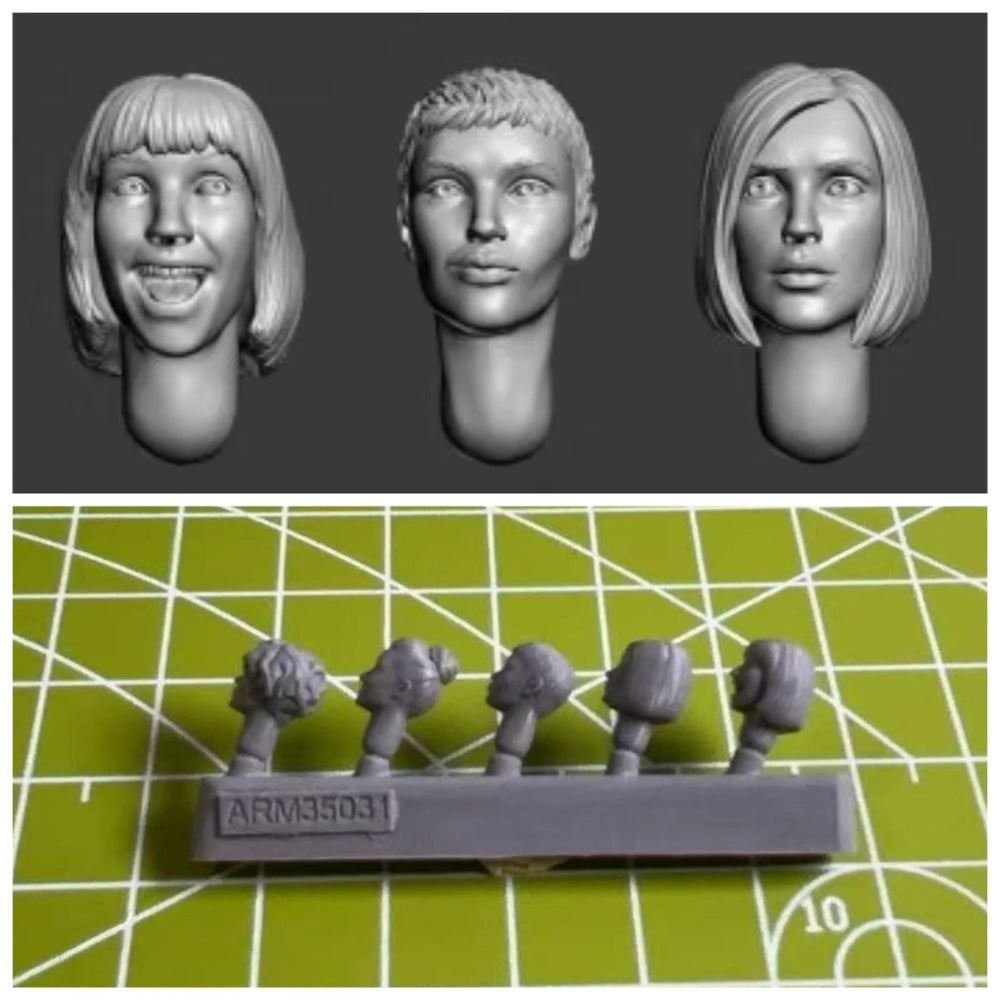 1/35 Modern Character Heads, 5 Figures, Resin Model Bust Kit, Historical Theme, Unassembled and Unpainted