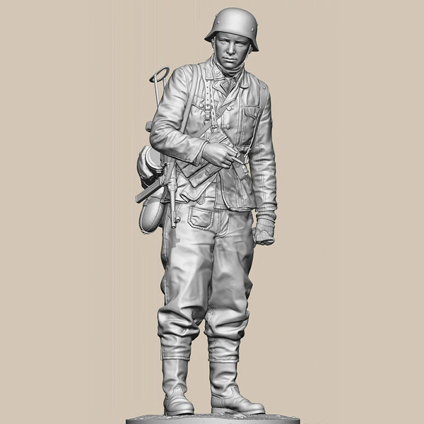1/35 WWII German Infantry in Puttees with Rifle, Resin Model Figure Kit, Unassembled and Unpainted