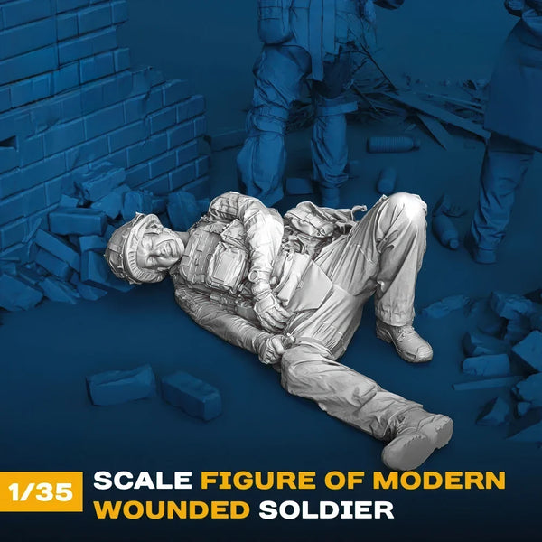 1/35 Modern Wounded Soldier, Resin Model Figure Kit, Unassembled and Unpainted