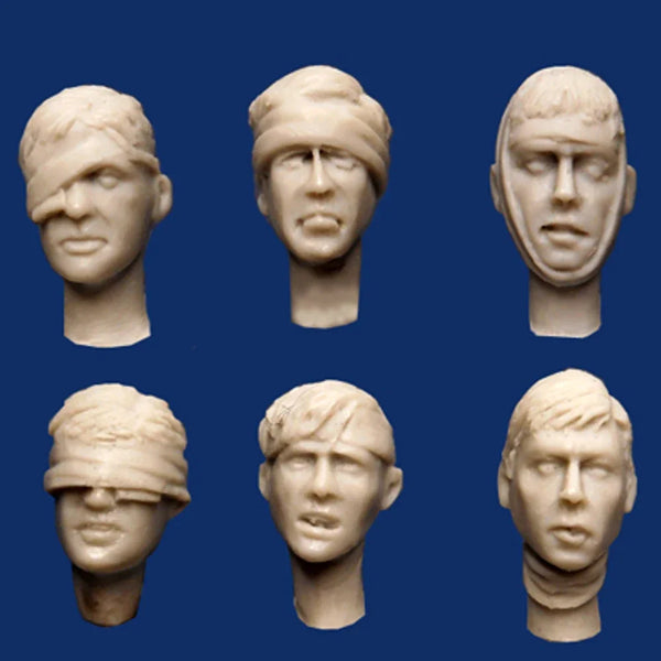 1/35 Modern Infantry Bandaged Heads, 6 Figures, Resin Model Figure Kit, Unassembled and Unpainted