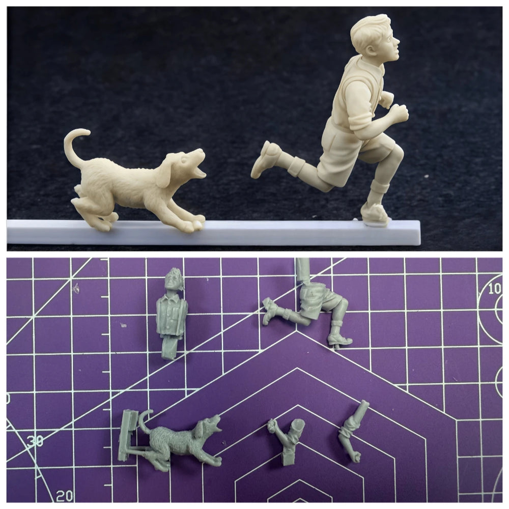 1/35 Child with Pet Dog, 2 Figures, Resin Model Figure Kit, Historical Theme, Unassembled and Unpainted