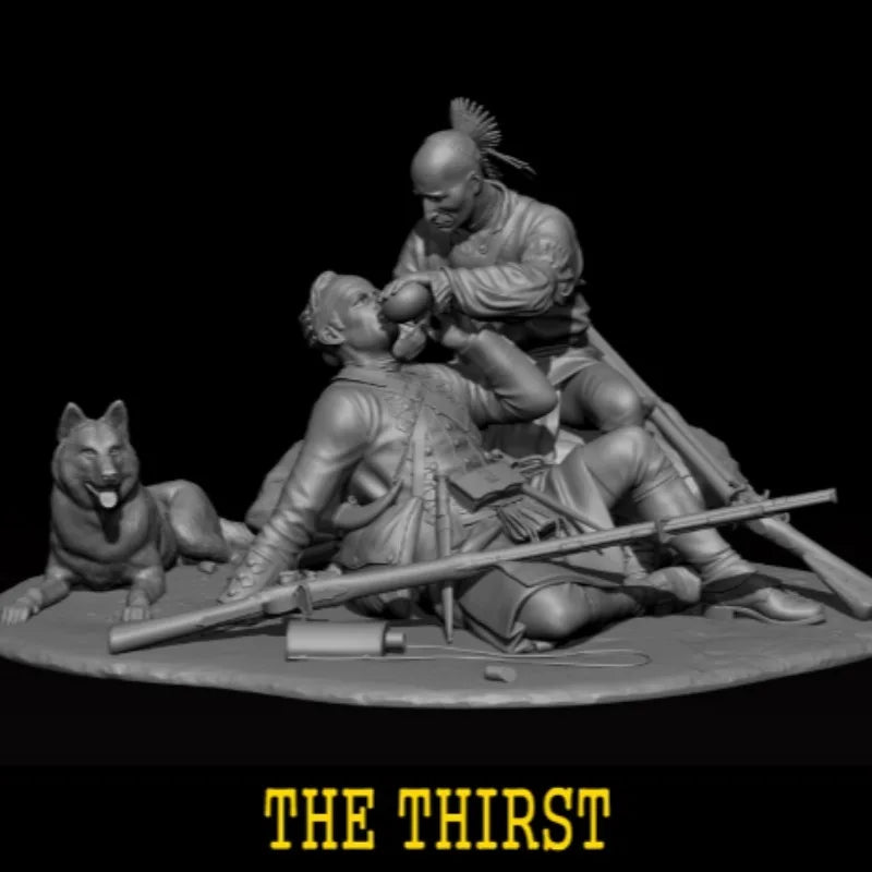 1/24 WWI Soldiers & Canine, 5 Figures, Resin Model Diorama Kit, Unassembled and Unpainted