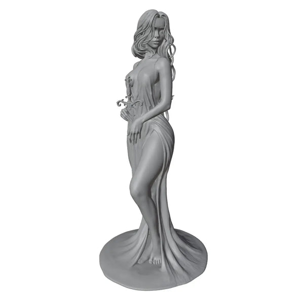 1/24 Sorceress with Long Flowing Hair in Draped Gown, Resin Model Figure Kit, Unassembled and Unpainted