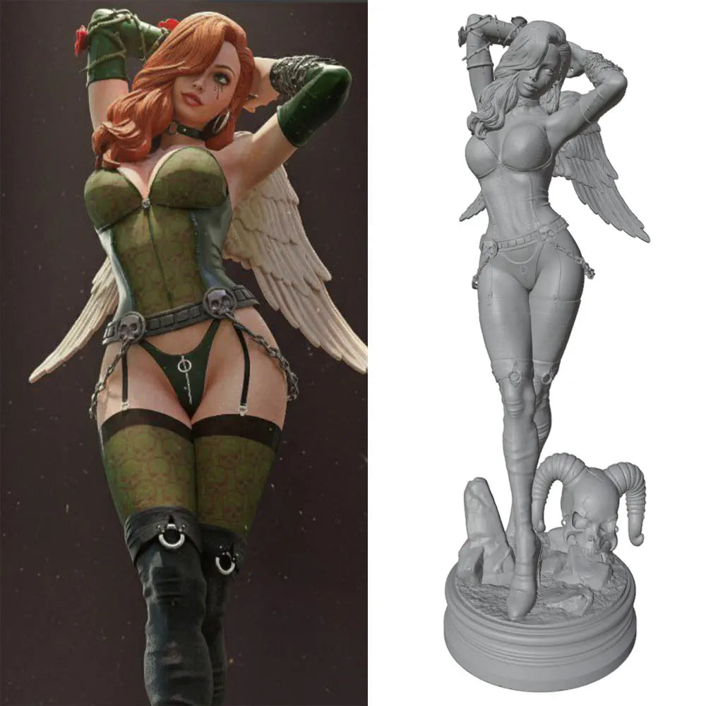 1/24 Winged Female, Resin Model Figure Kit, Fantasy Theme, Unassembled and Unpainted